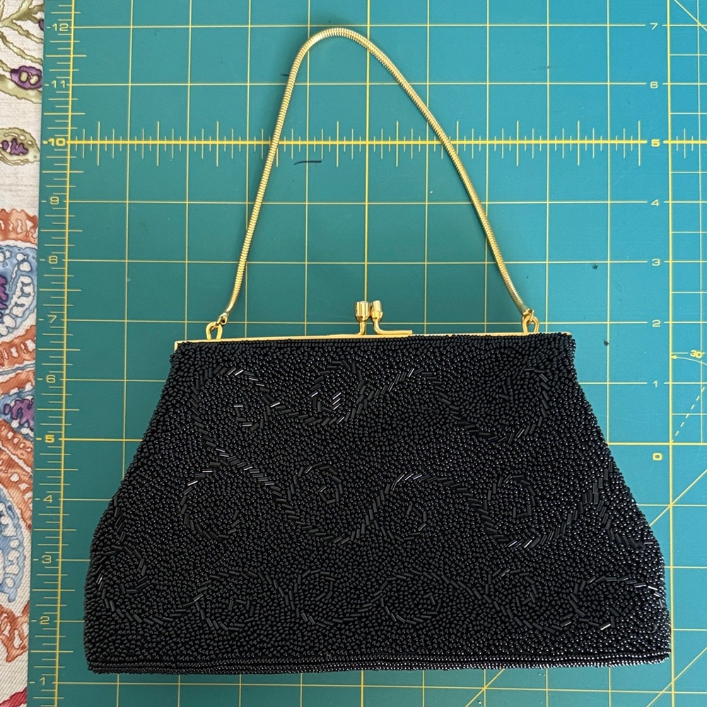 Elegant Black Beaded Evening Bag